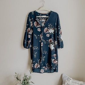 Floral Quarter-Button Dress
